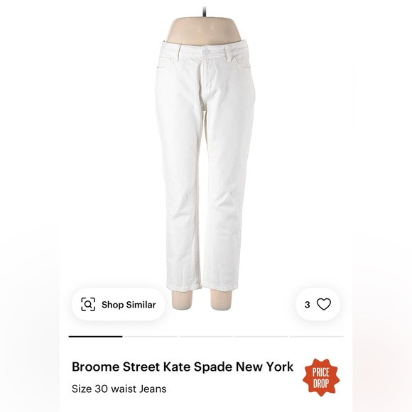 kate spade Denim - Kate Spade white Straight Leg Jeans size 30